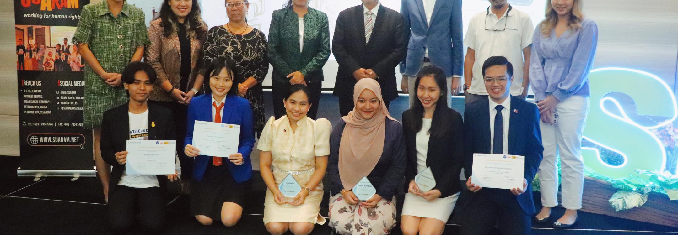 Group photo of speech competition participants